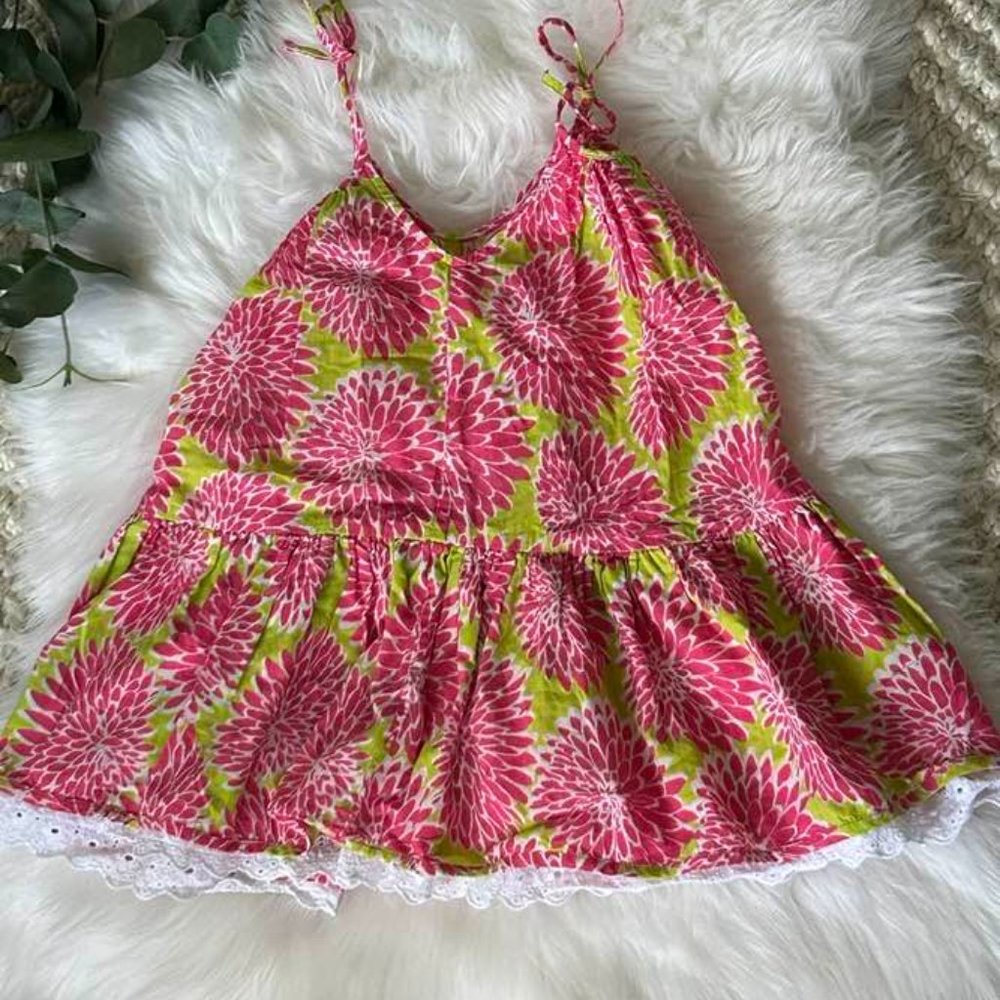 Kit + Lili Girls Floral Sundress Tie Straps Eyelet Trim Easter Chasing Fireflies